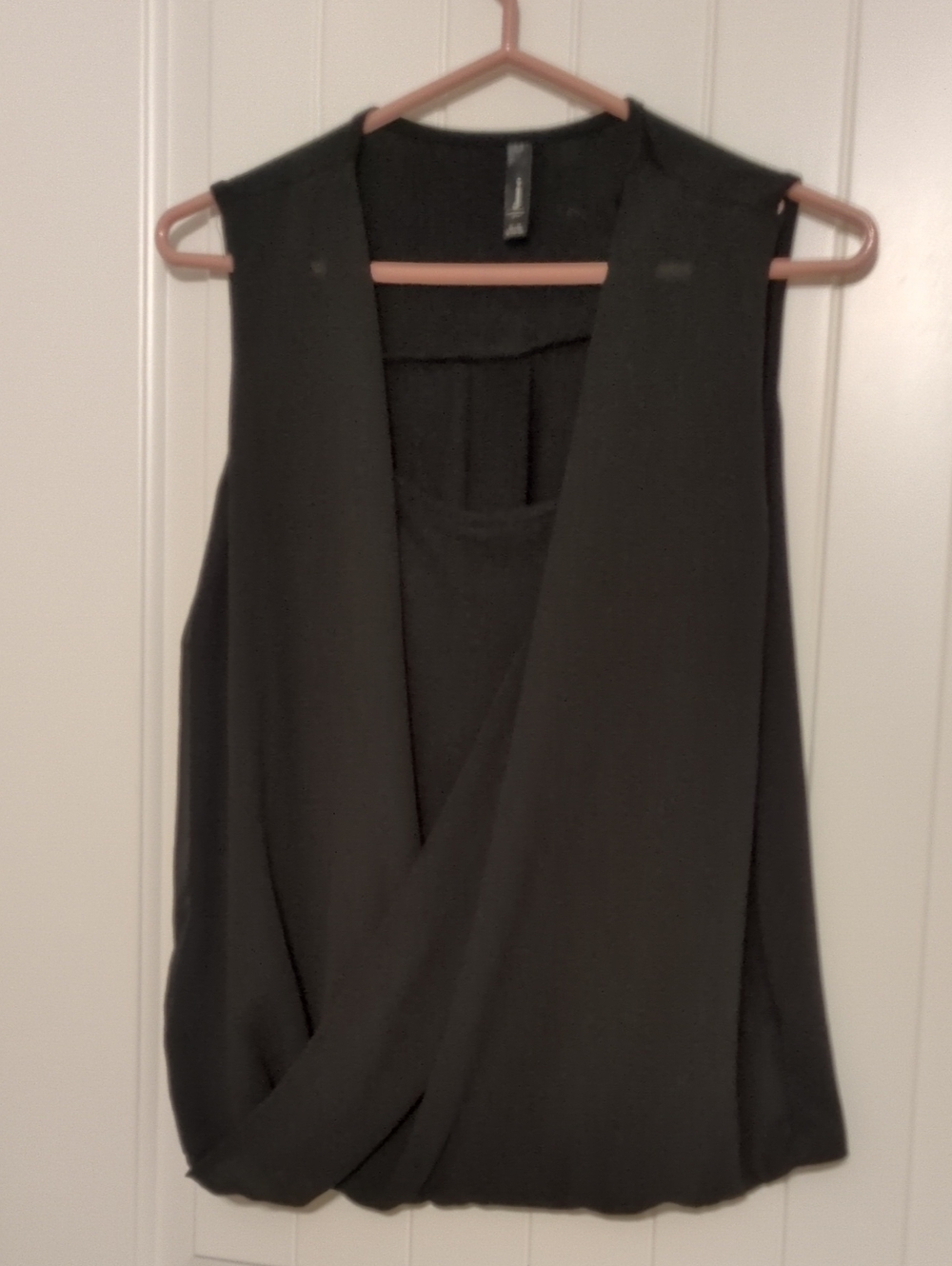 Sleeveless Black Wrap-Front Camisole